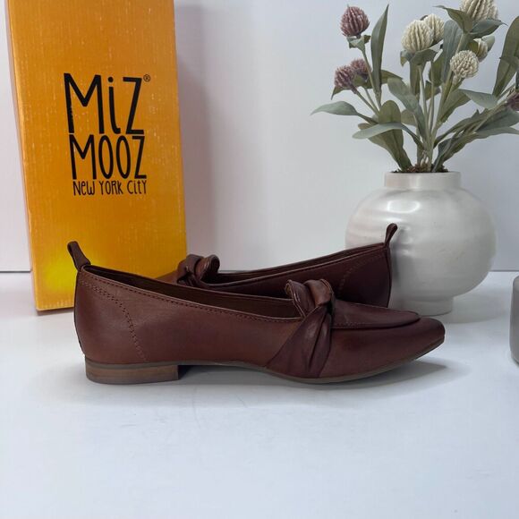 Miz Mooz New York Jude Pointed Toe Leather Flat Brandy Women's EU 37/6.5 NWB - Picture 7 of 10